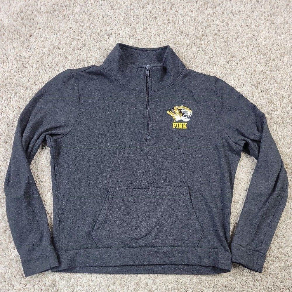 Victoria’s Secret PINK Mizzou Sweatshirt Womens Large Spellout Quarter Z…